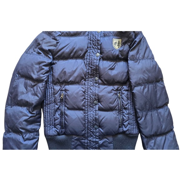 Vintage American Eagle Outfitters Puffer Jacket Coat Faux Fur Hood Blue Small S - Picture 5 of 13